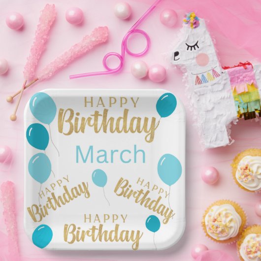 Gelukkige verjaardag Maart verjaardagen Papier Bor Papieren Bordje (Feest)