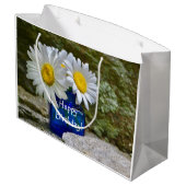 Gelukkige verjaardag madeliefjes groot cadeauzakje (Achterkant Gekanteld)