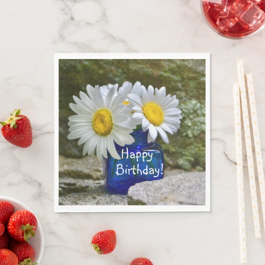 Gelukkige verjaardag madeliefjes servet (Insitu)