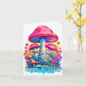 Gelukkige Verjaardag Magic Mushrooms Kaart (Gele Bloem)