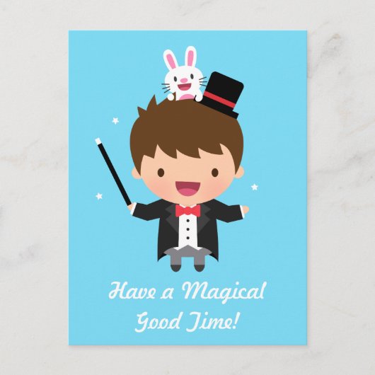 Gelukkige Verjaardag Magician Boy Magic Bunny Tric Briefkaart (Voorkant)