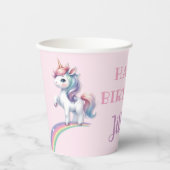 Gelukkige Verjaardag Magische Eenhoorn en Regenboo Papieren Bekers (Voorkant)