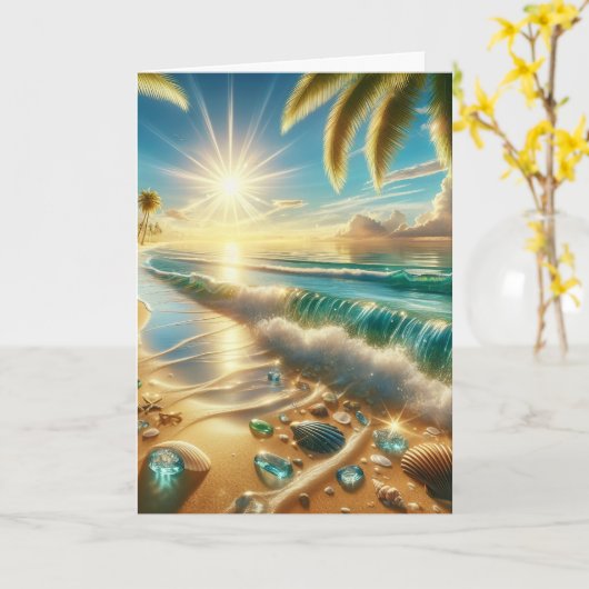 Gelukkige Verjaardag Magische Kust Gepersonaliseer Kaart (Gele Bloem)