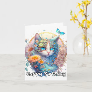 Gelukkige Verjaardag Majestic Kitty Cat Design Kaart