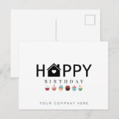 Gelukkige Verjaardag Makelaardij Cupcake Briefkaart (Voorkant / Achterkant)
