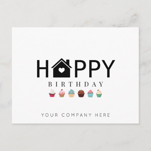 Gelukkige Verjaardag Makelaardij Cupcake Briefkaart (Voorkant)