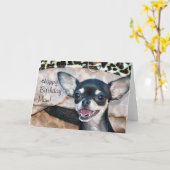 Gelukkige Verjaardag Mam Chihuahua wenskaart Kaart (Gele Bloem)
