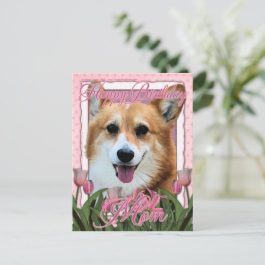 Gelukkige Verjaardag Mam - Corgi - Owen Briefkaart (Staand voorkant)
