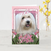 Gelukkige Verjaardag Mam - Coton de Tulear Kaart (Gele Bloem)