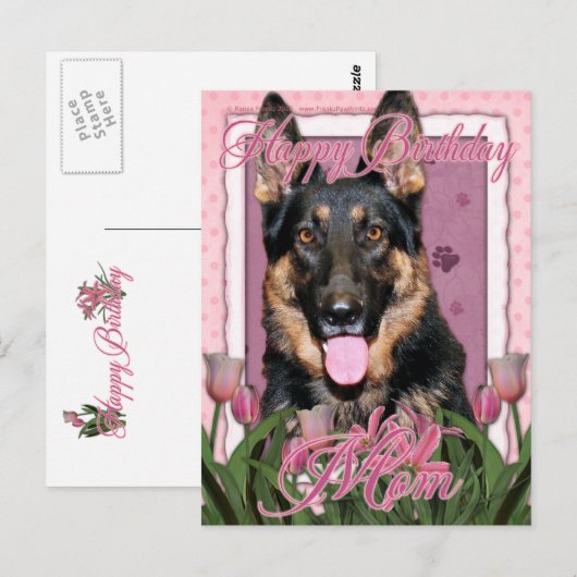 Gelukkige Verjaardag Mam - Duitse Herder - Kuno Briefkaart (Voorkant / Achterkant)