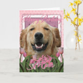 Gelukkige Verjaardag Mam - Golden Retriever - Mick Kaart (Gele Bloem)