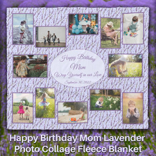 Gelukkige Verjaardag Mam Lavendel Foto Collage Fleece Deken