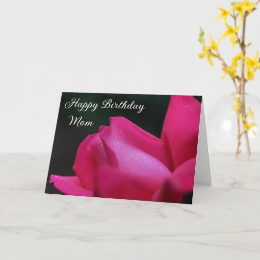 Gelukkige Verjaardag Mam Rode Rosebud Bloem Kaart (Gele Bloem)