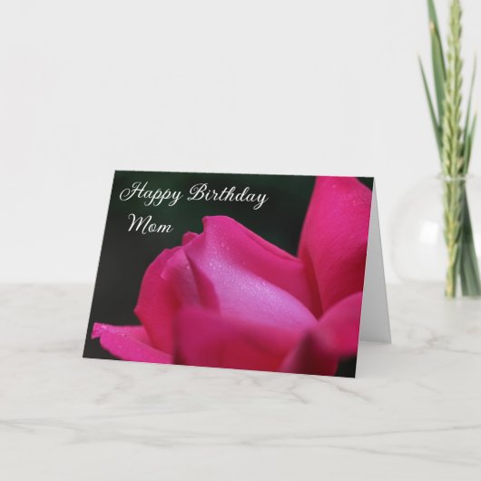 Gelukkige Verjaardag Mam Rode Rosebud Bloem Kaart (Voorkant)