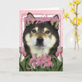 Gelukkige Verjaardag Mam - Shiba Inus - Yasha Kaart (Gele Bloem)