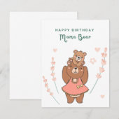 Gelukkige Verjaardag Mama Beer, Leuke Beer Kaart (Voorkant / Achterkant)