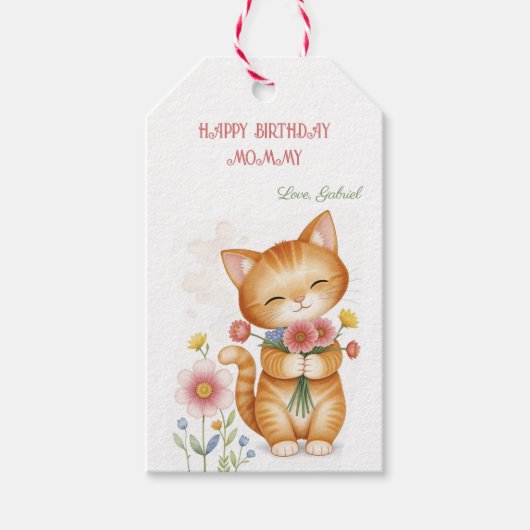 Gelukkige Verjaardag Mama kitten Cadeaulabel (Voorkant)