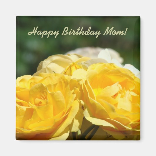 Gelukkige verjaardag mama! Magnet Yellow Roses Gar (Voorkant)