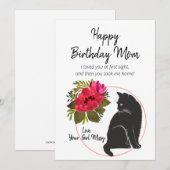 Gelukkige verjaardag mama van Cat Floral Feestdagenkaart (Voorkant / Achterkant)