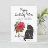 Gelukkige verjaardag mama van Cat Floral Feestdagenkaart (Staand voorkant)