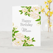 Gelukkige verjaardag mama witte bloem  kaart (Gele Bloem)