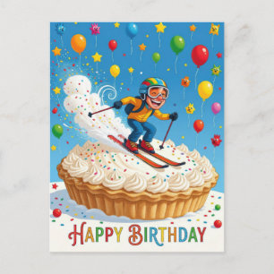 Gelukkige Verjaardag Man Skier Briefkaart