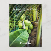Gelukkige Verjaardag Mannen Kokosnoten Bomen Tropi Briefkaart (Voorkant)