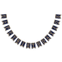 Gelukkige Verjaardag Marine Blauw Goud 3 Letters N