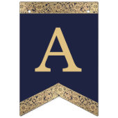 Gelukkige Verjaardag Marine Blauw Goud 3 Letters N Vlaggetjes (Tweede vlag)