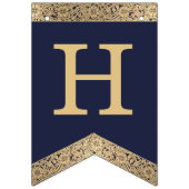 Gelukkige Verjaardag Marine Blauw Goud 3 Letters N Vlaggetjes (Eerste vlag)