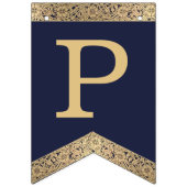 Gelukkige Verjaardag Marine Blauw Goud 3 Letters N Vlaggetjes (Derde vlag)