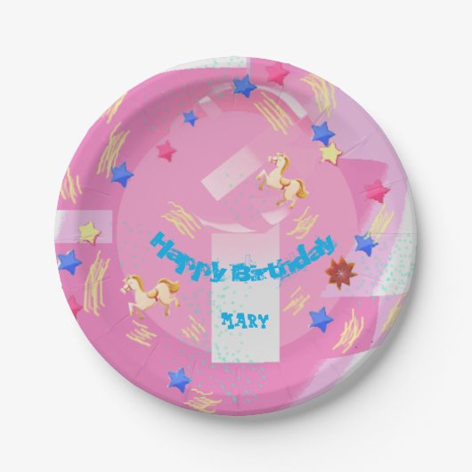 Gelukkige verjaardag Mary (wisselnaam) Papieren Bordje (Voorkant)