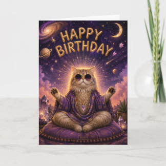 Gelukkige Verjaardag Meditatie Kat Kaart