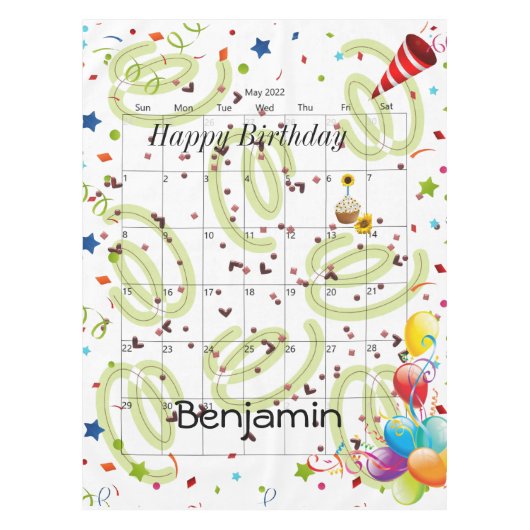 Gelukkige Verjaardag Mei 2022 tafelkleed (Voorkant)