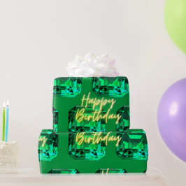 Gelukkige Verjaardag mei Birthstone Emerald Cadeaupapier
