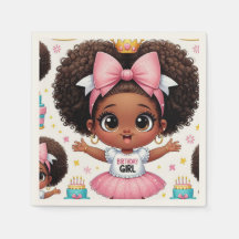 Gelukkige Verjaardag Meisje Chibi Napkins