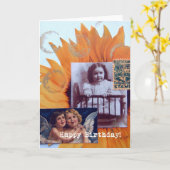 Gelukkige Verjaardag Meisje en Cherubs Collage Kaart (Gele Bloem)