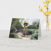 Gelukkige Verjaardag Meisje op voetpad Rijden een  Kaart (Gele Bloem)