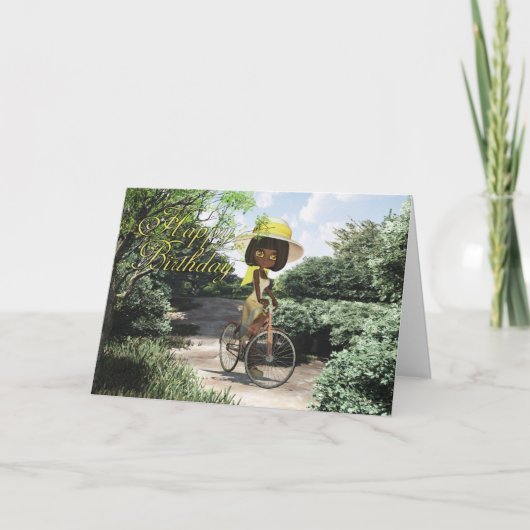 Gelukkige Verjaardag Meisje op voetpad Rijden een  Kaart (Voorkant)