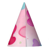 Gelukkige Verjaardag Meisje Roze Harten Feesthoedjes (Achterkant)