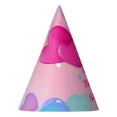 Gelukkige Verjaardag Meisje Roze Harten Feesthoedjes (Links)