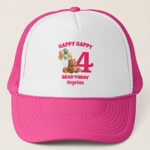 GELUKKIGE VERJAARDAG Meisjes Teddy Beer 4de Verjaa Trucker Pet