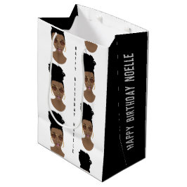 Gelukkige Verjaardag, Messy Bun, Zwart & Wit Medium Cadeauzakje