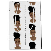 Gelukkige Verjaardag, Messy Bun, Zwart & Wit Medium Cadeauzakje (Voorkant)