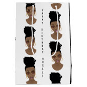 Gelukkige Verjaardag, Messy Bun, Zwart & Wit Medium Cadeauzakje (Achterkant)