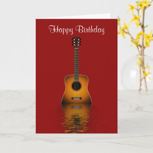 Gelukkige Verjaardag met akoestische gitaar voor Kaart (Gele Bloem)