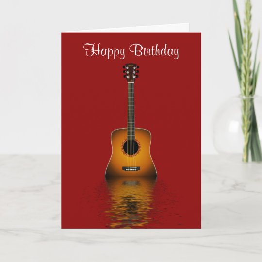 Gelukkige Verjaardag Met Akoestische Gitaar Voor Kaart Zazzle Nl