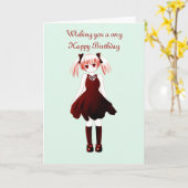 Gelukkige Verjaardag met animemeisje met Kaart (Gele Bloem)