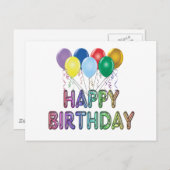 Gelukkige Verjaardag met Ballon Briefkaart (Voorkant / Achterkant)