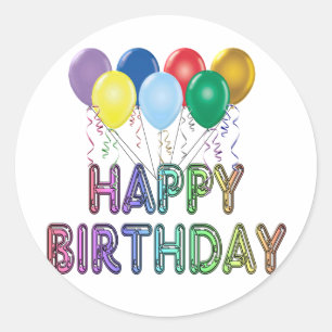 Gelukkige Verjaardag met Ballon Ronde Sticker